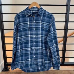 Ralph Lauren Men’s Blue Plaid Button-Up Shirt Size Medium | Classic Fit